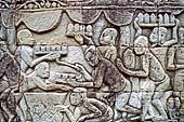 Angkor Thom - Bayon temple, bas-reliefs of the south wall of the third enclosure, scenes of open-air cooking